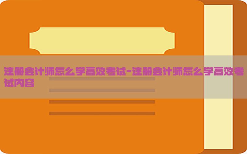 注册会计师怎么学高效考试-注册会计师怎么学高效考试内容